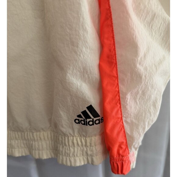 Adidas WND Wind Motion Hooded Sports‎ Jacket Primegreen L Cream Orange Black - Picture 8 of 10
